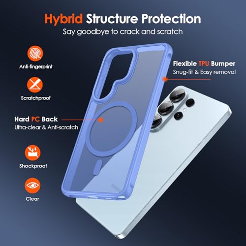 ivoler 3-in-1 Magnetic Case for Samsung Galaxy S26 Ultra 5G 6.9'' with 2 Pack Screen Protector, [MagSafe Compatible] [Military Grade Drop Protection] Slim Translucent Shockproof Phone Cover- Sky Blue - Image 3