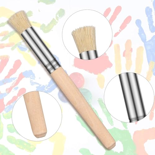 Qatalitic Wooden Stencil Brushes Set of 6 Pcs, Bristle Brushes Wood Paint Template Brush, Perfect for Acrylic Painting, Oil Painting, Watercolor Painting, Stencil Project, Card Making & DIY Art Crafts - Image 5
