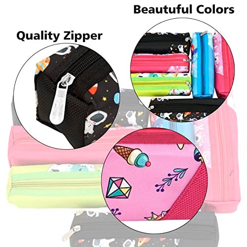 TULMAN Polyester Multipurpose Pencil Pouch Kids B'Day Party Return Gifts to Carry Pencil Pens in Stationery Pouch with Zip Lock Accessories for Boys/Girls/Children (Pack of 3),Multicolor - Image 3