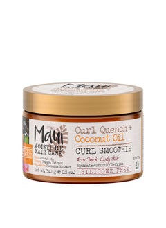 MAUI MOISTURE Curl Quench + Coconut Oil Hydrating Curl Smoothie Creamy Siliconefree Styling Cream For Tight Curls Braids Twistouts & Wash & Go Styles Vegan & Parabenfree 12 Ounce  - Image 1