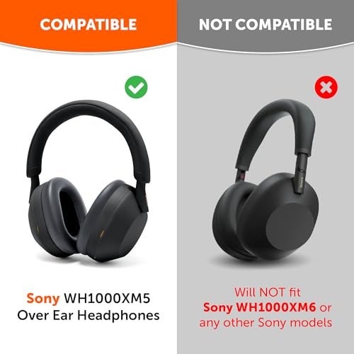 WC PadZ XM5 Thick Earpads by Wicked Cushions for Sony WH1000XM5 Headphones Soft PU Leather Extra Thick NoiseIsolating Memory Foam Black - Image 3