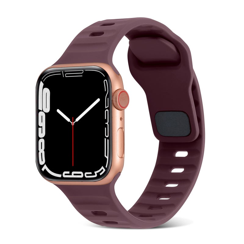 CHOiCE For Watch Series 5 40mm Square Buckle Stripes Silicone Watch Band(Wine Red) - Image 1