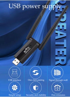 DUNISO مكررات لاسلكية USB 300Mbps 2.4G موسع إشارة واي فاي معززات إشارات معززات إنترنت لاسلكية منزلية داخلية مكررات إشارات مكبر  - Image 2