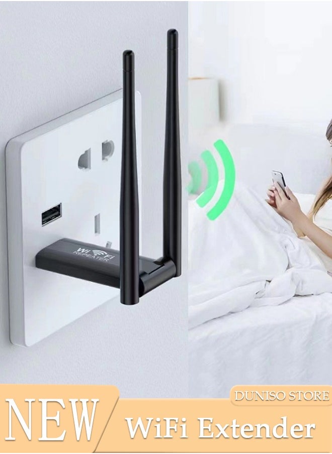 DUNISO - مكررات لاسلكية USB 300Mbps 2.4G موسع إشارة واي فاي معززات إشارات معززات إنترنت لاسلكية منزلية داخلية مكررات إشارات مكبر - Image 1