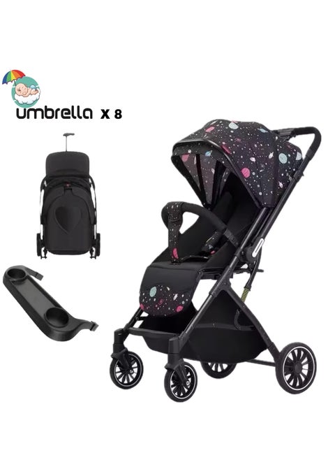 Compact Stroller with Flip Handle and Dining Chair