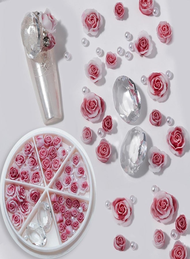 HYWWPFLAY HYWWPFLA Rose Camellia Flowers Nail Charms 3D Flower for Nails White Nail Pearls Nail Rhinestone Gems Resin Floral Nail Art Design Nail Decoration Manicure Accessories (Rose) - Image 1
