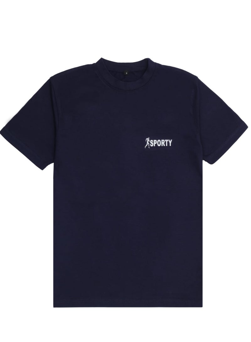 Sporty Men’s Performance T-Shirt Navy Blue Soft & Durable 52% Polyester / 48% Cotton Blend – Breathable, Moisture-Wicking Comfort for All-Day Wear. - Image 1