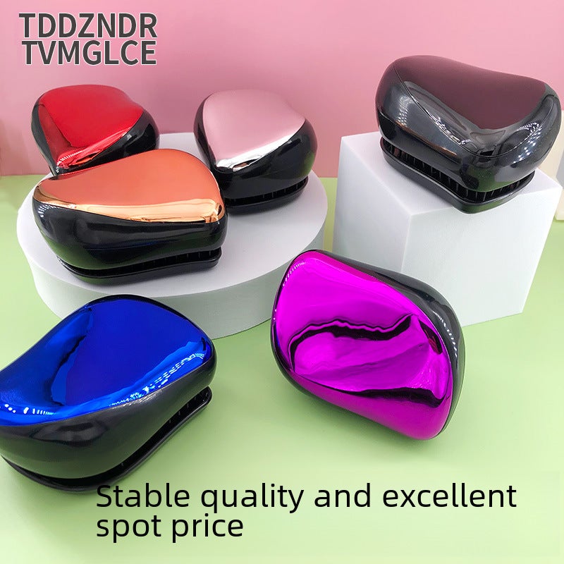 Loquat British Princess Comb Scalp Massage Pet Comb Household Portable Curly Hair Salon tt Comb Wholesale Electroplated long handle pink 【OP bag】】 - Image 3