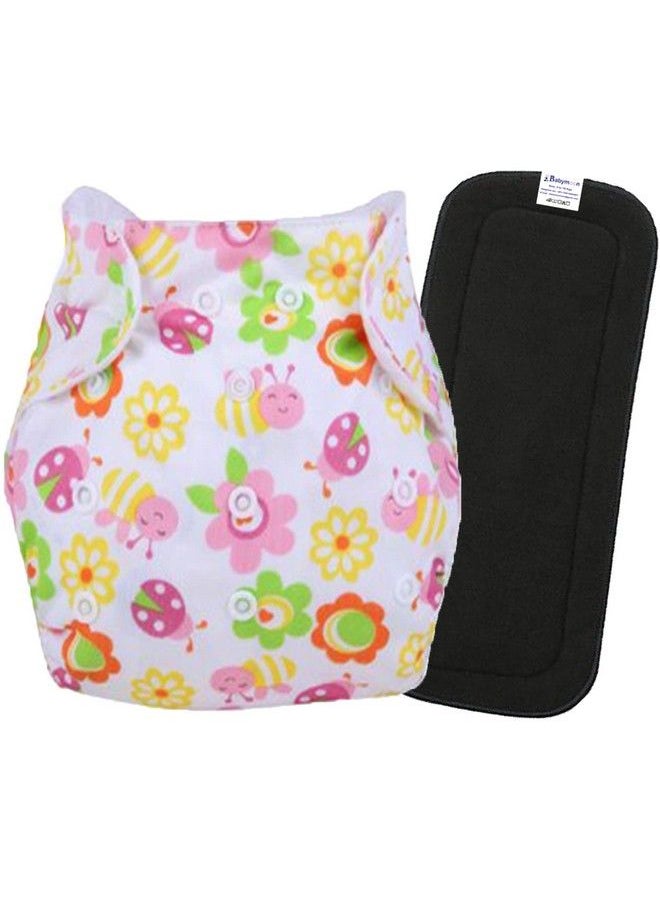 BabyMoon (Set Of 2) 1 Cloth Diaper With 5Layers Charcoal Bamboo Insert) Premium Adjustable Reusable Washable Cloth Diaper For Babies (Floral)  - Image 2