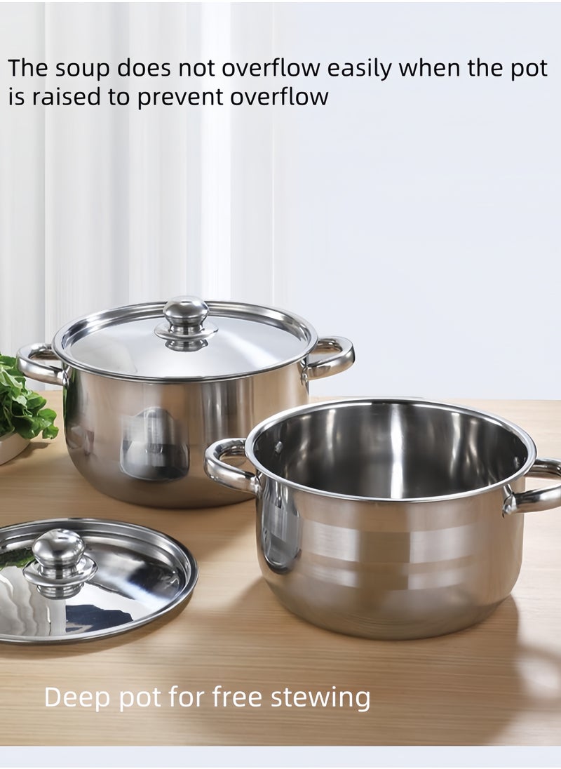 nihao 10-piece Thickened Stainless Steel Cookware Set 18-26 Cm with 5 Steel Pot Lids Cover  - Image 4