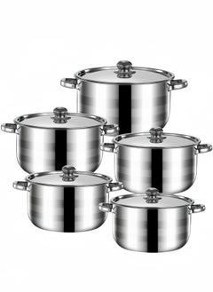 nihao 10-piece Thickened Stainless Steel Cookware Set 18-26 Cm with 5 Steel Pot Lids Cover  - Image 1