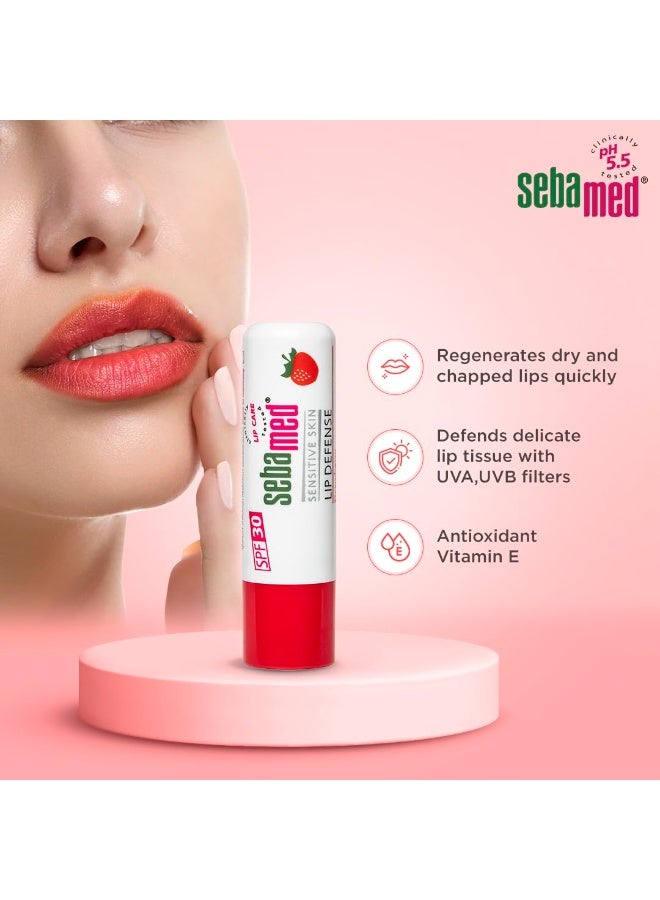 Sebamed Lip defense 4.8gm, Strawberry | SPF 30 |Lip balm for Dry & Chapped lips with natual oil & Vitamin E | UV protection | Dermatologically tested - Image 3