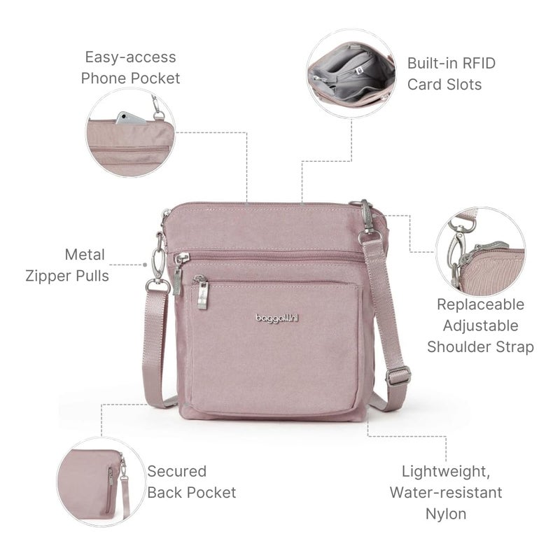 Baggallini Women's Modern Pocket Crossbody, Blush Shimmer - Image 3