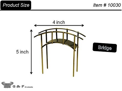 G & F Products MiniGardenn 10030 Fairy Garden Miniature Mini Bridge, Rustic, 4" L x 1.25" W x 2.5" H with 2" Picks - Image 3