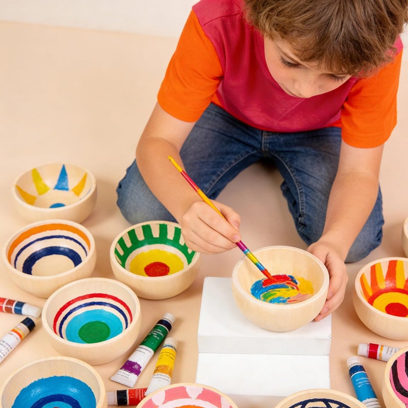 24 Pcs 2 4x1 2 Inch Natural Wood Mini Bowls For Painting Pretend Play Home Decor - Image 3