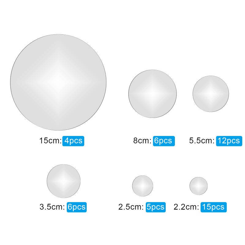 Sawysine Mirror Wall Stickers Acrylic Mirror Setting Round Peel and Stick Mirror Circle Stick on Mirrors for Wall 3D Self Adhesive Mirror (48 Pcs  5.9 in  3.2 in  2.2 in  1.4 in  1 in  0.9 in) - Image 2