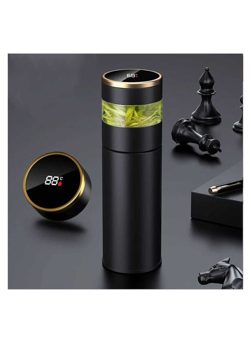 SYOSI قارورة ماء مع شاشة عرض LED لدرجة الحرارة، قارورة ماء معزولة فراغية من جدار مزدوج، كوب شاي للسفر مع فلتر من الفولاذ المقاوم للصدأ، أكواب قهوة بحجم 450 مل لأكواب السفر - Image 1