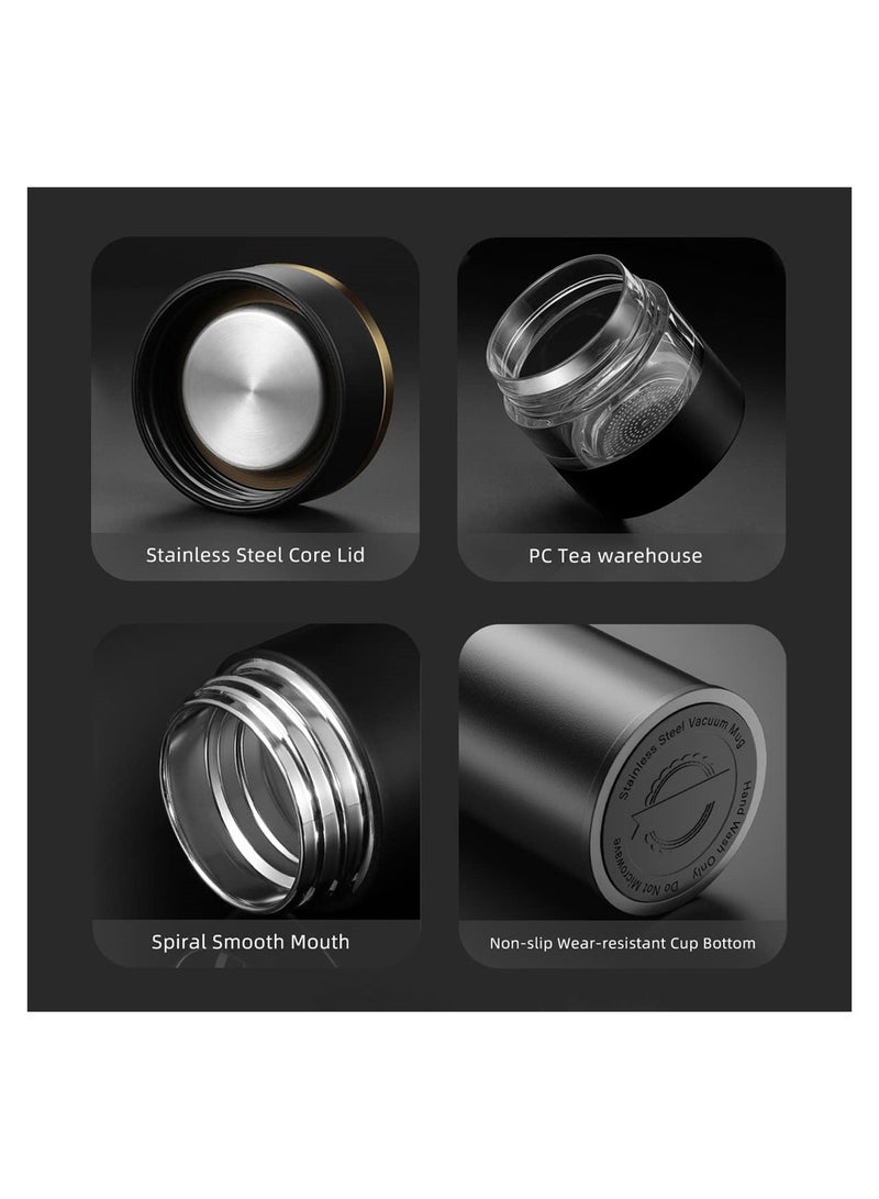 SYOSI قارورة ماء مع شاشة عرض LED لدرجة الحرارة، قارورة ماء معزولة فراغية من جدار مزدوج، كوب شاي للسفر مع فلتر من الفولاذ المقاوم للصدأ، أكواب قهوة بحجم 450 مل لأكواب السفر - Image 5