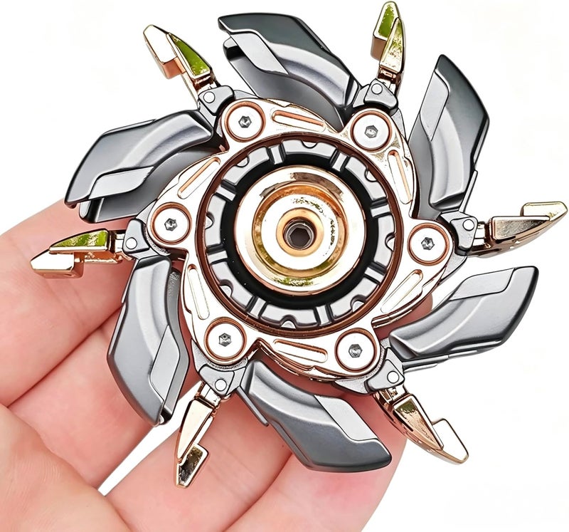 T-Conceal EDC Fidget Sliders Open Armor Spinning Top ألعاب تحريك للبالغين لتخفيف التوتر من المعدن المغناطيسي (رمادي ذهبي) - Image 1