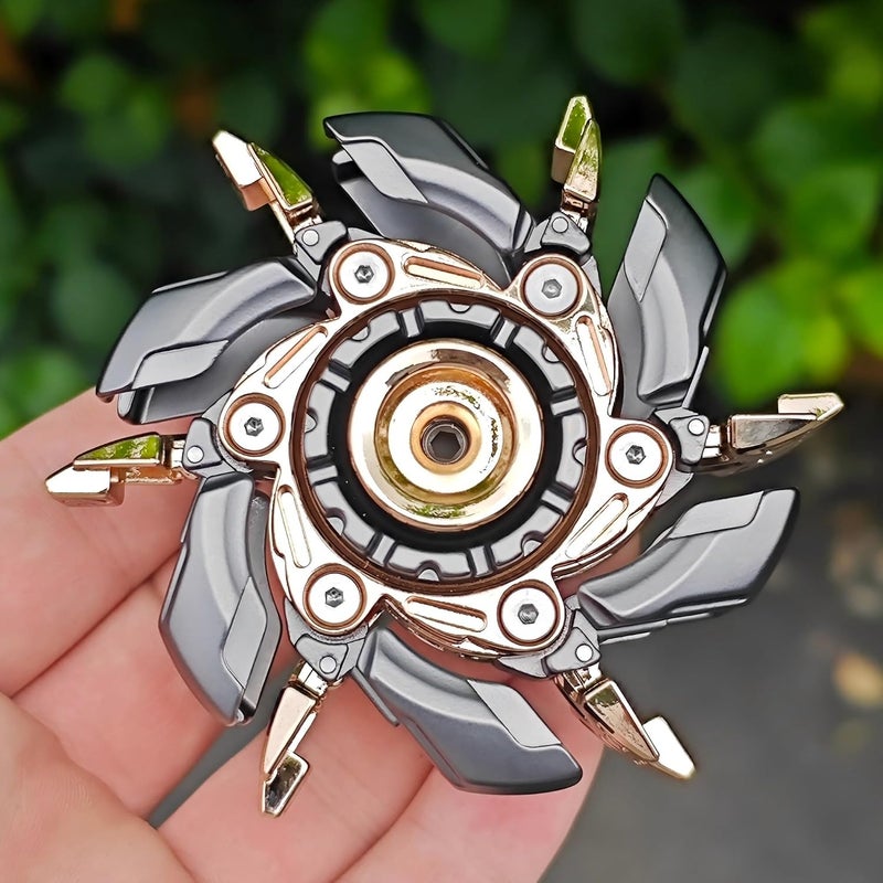 T-Conceal EDC Fidget Sliders Open Armor Spinning Top ألعاب تحريك للبالغين لتخفيف التوتر من المعدن المغناطيسي (رمادي ذهبي) - Image 3