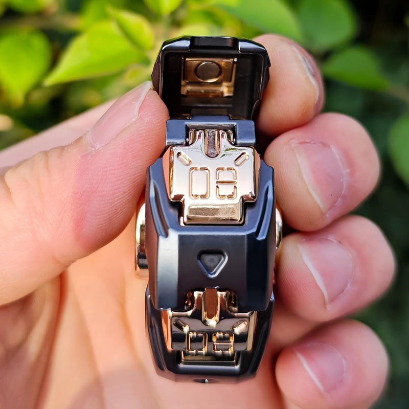 T-Conceal EDC Fidget Sliders Open Armor Spinning Top ألعاب تحريك للبالغين لتخفيف التوتر من المعدن المغناطيسي (رمادي ذهبي) - Image 4