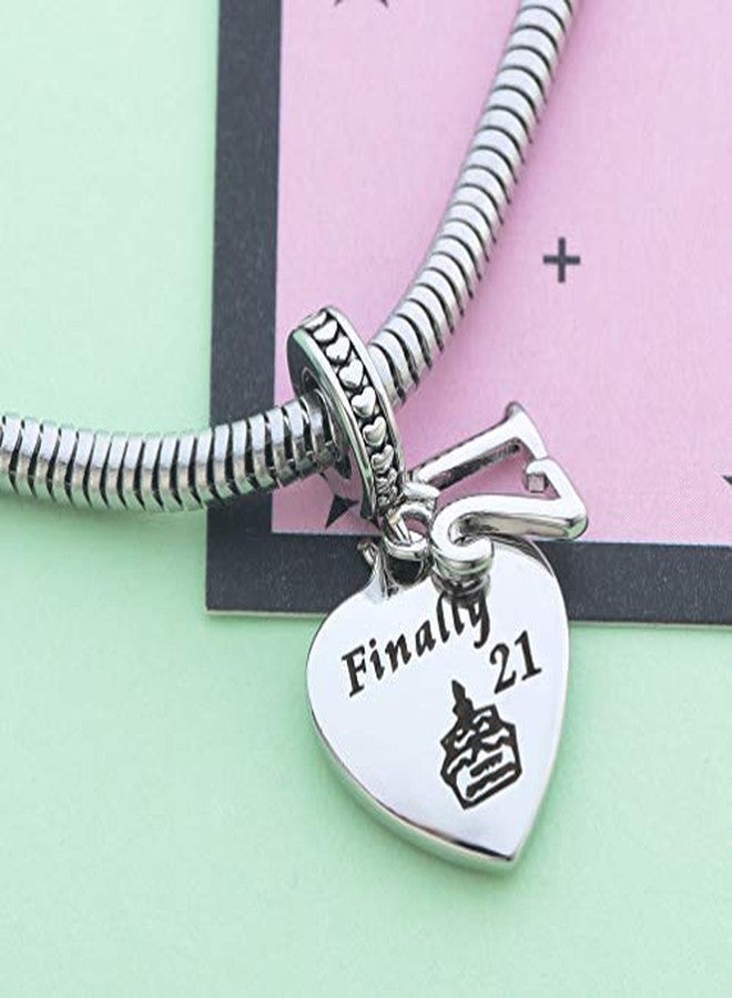 KunBead 21 Happy Birthday Cake Heart Dangle Charms Compatible with Pandora Bracelet for Sister Daughter Niece Granddaughter Best Friend - Image 3