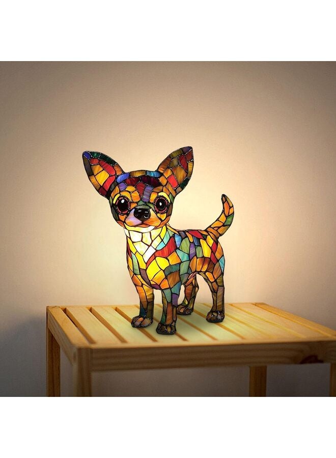 Dog Lamp Stained Glass, Retro Cat Stained Resin Tabletop Night Light - Cute Pet Themed LED Lamp, Animal Series, Gift for Cat Lovers  - Image 2