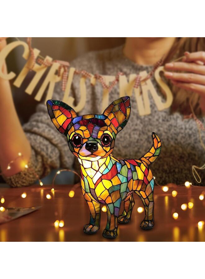 Dog Lamp Stained Glass, Retro Cat Stained Resin Tabletop Night Light - Cute Pet Themed LED Lamp, Animal Series, Gift for Cat Lovers  - Image 5