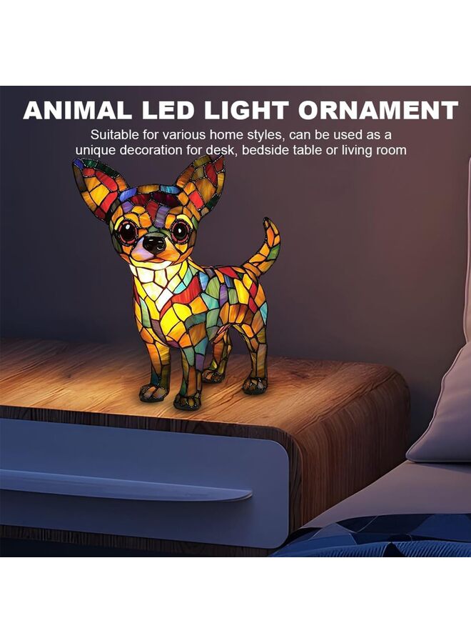 Dog Lamp Stained Glass, Retro Cat Stained Resin Tabletop Night Light - Cute Pet Themed LED Lamp, Animal Series, Gift for Cat Lovers  - Image 3