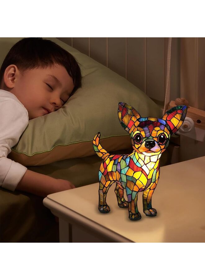 Dog Lamp Stained Glass, Retro Cat Stained Resin Tabletop Night Light - Cute Pet Themed LED Lamp, Animal Series, Gift for Cat Lovers - Image 5