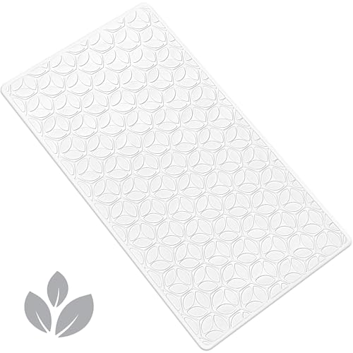 WRISIN Bathtub Mat Non Slip with Suction Cups - 100% Rubber Bathroom Mat Textured for Bath Tub Shower Safety - Soft on Touch - BPA/PVC Free - Pet Dog Bath Mat - Machine Washable - 16 × 28 Inch（White） - Image 1