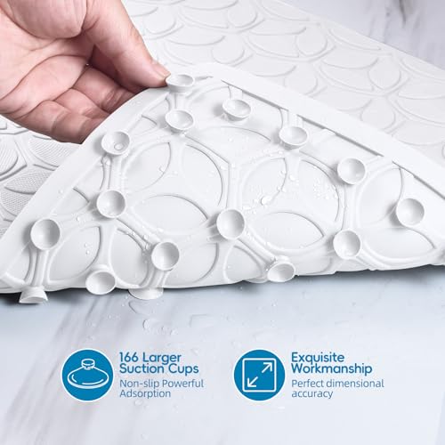 WRISIN Bathtub Mat Non Slip with Suction Cups - 100% Rubber Bathroom Mat Textured for Bath Tub Shower Safety - Soft on Touch - BPA/PVC Free - Pet Dog Bath Mat - Machine Washable - 16 × 28 Inch（White） - Image 3
