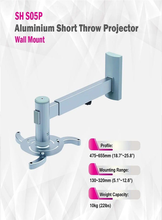 Skill Tech SH S05P Aluminum Short Throw Projector Wall Mount, Mounting Profile 54mm-320mm, 10kg Load Capacity – Silver - Image 4