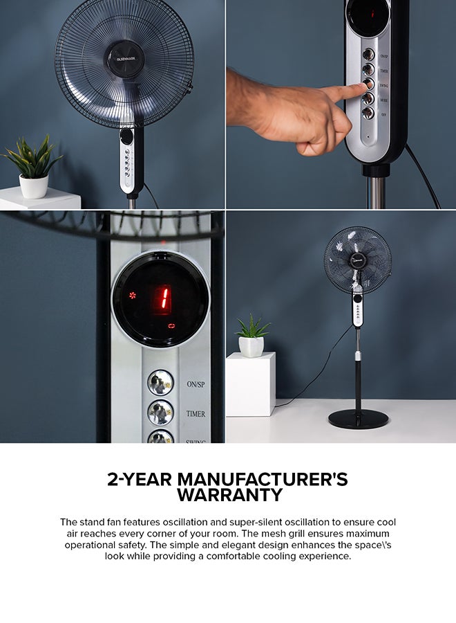 أولسنمارك مروحة عمودية كلاسيك مع جهاز تحكمٍ عن بعد 70 W OMF1793 أسود - Image 3