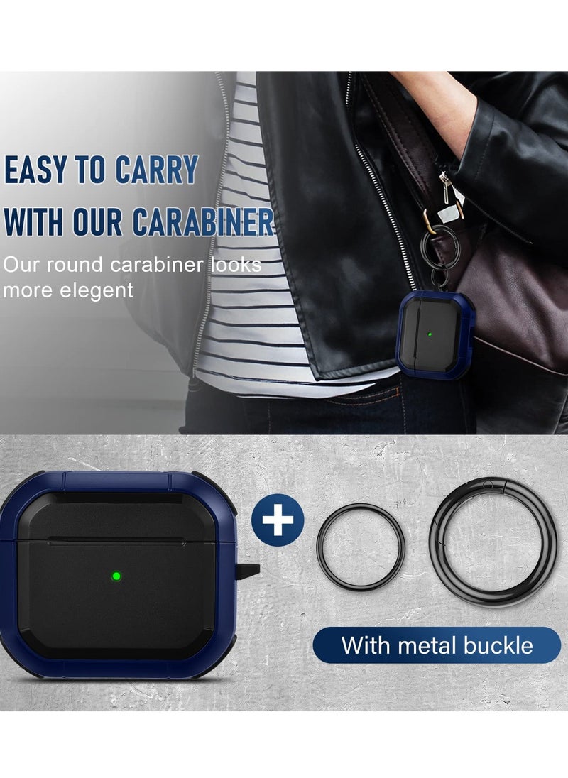 Generic - AirPods 3 Case Cover with Keychain Upgraded Armor Shockproof Hard-Shell Protective TPU Compatible for Apple Airpods 3rd Generation Case for Women Men (Front LED Visible) Blue - Image 1