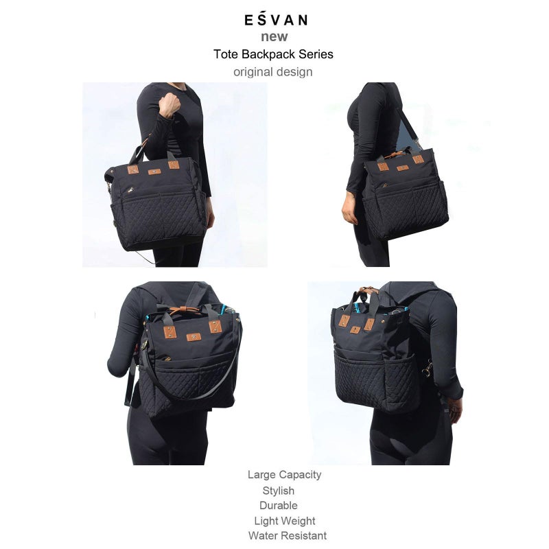 ESVAN Diaper Tote Bag Totepack Backpack Crossbody Bag 3 in 1 for Women Laptop Backpack Multifunctional with Insulated Pockets - Image 5