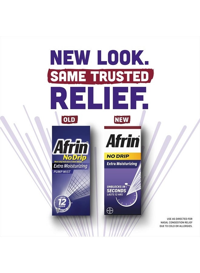 Afrin No Drip Extra Moisturizing Pump Nasal Mist Twin Pack, - Nasal Relief Spray For Nose Congestion and Nasal Relief, 1 Fluid Ounce Total (0.5 FL OZ Bottles) (Packaging May Vary) - Image 3