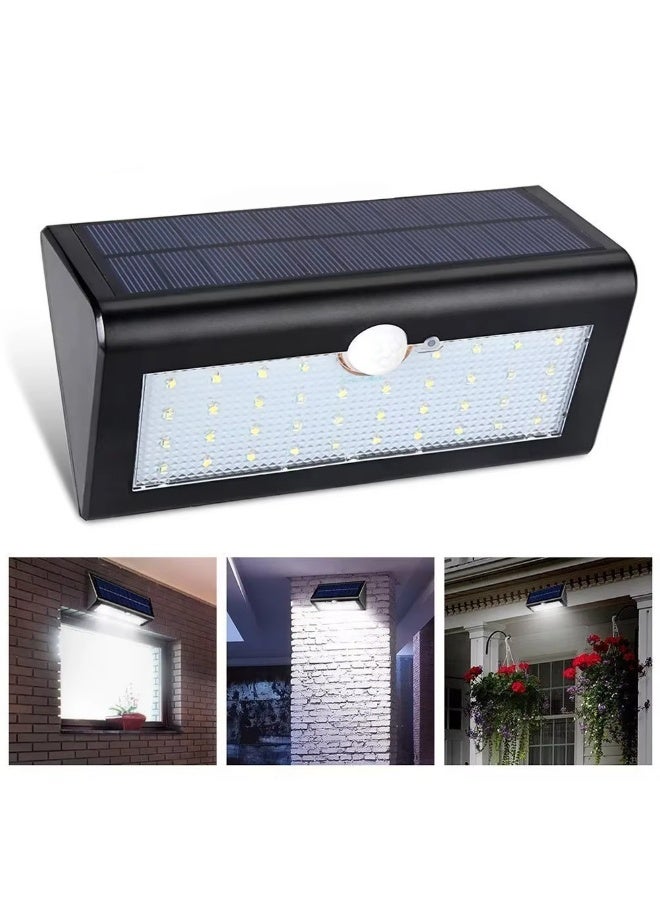 ضوء استشعار الحركة الشمسية في الهواء الطلق ، 38LED ضوء الجدار الأمني المقاوم للماء مع 3 أوضاع ، لوحة شمسية عالية التحويل 4400mAh بطارية ، Pathway Patio Garage Night Lights - Image 1