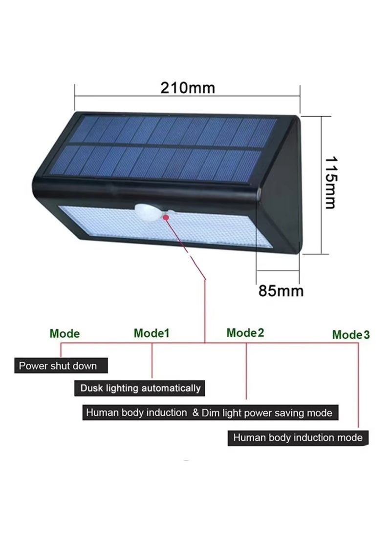ضوء استشعار الحركة الشمسية في الهواء الطلق ، 38LED ضوء الجدار الأمني المقاوم للماء مع 3 أوضاع ، لوحة شمسية عالية التحويل 4400mAh بطارية ، Pathway Patio Garage Night Lights - Image 3