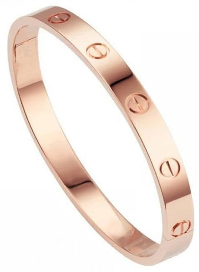 BANGLESKART 18K Gold Plated Stainless Steel Openable Crystal Bracelet | Cuff Bangle | Friendship Couple Wedding Gifts for Mother Sister Wife Girlfriend | Anti Tarnish Jewellery (B_Rose Gold) - Image 1