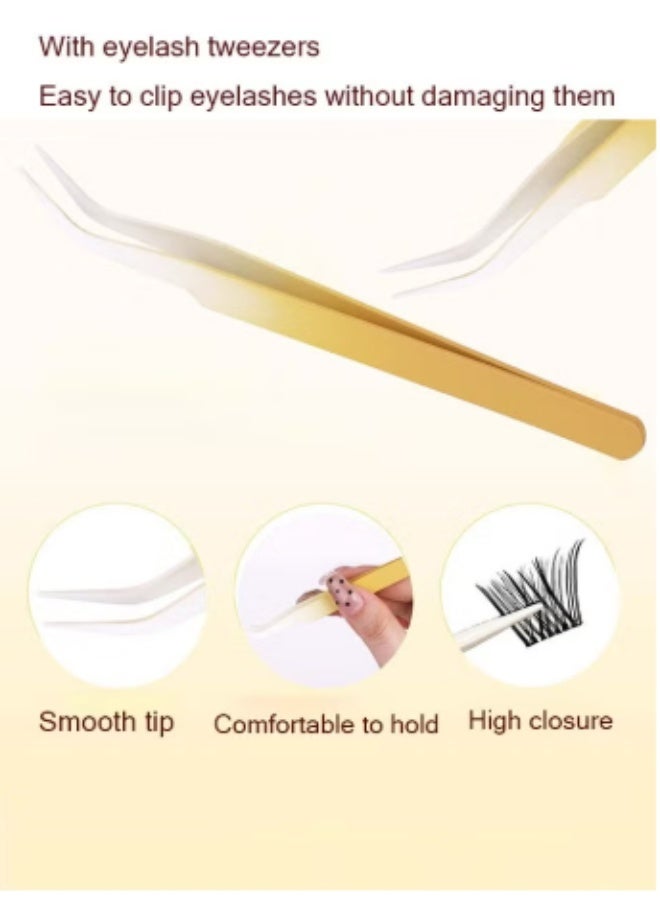 [Yellow Friday Exclusive] Self Adhesive Eyelashes Natural Look, No Glue Needed Lash Clusters with Eyelash Clusters Tweezer, 120 Pcs Reusable Lashes Self Adhesive for Beginners, DIY Lash Extensions for Home Use - Image 4