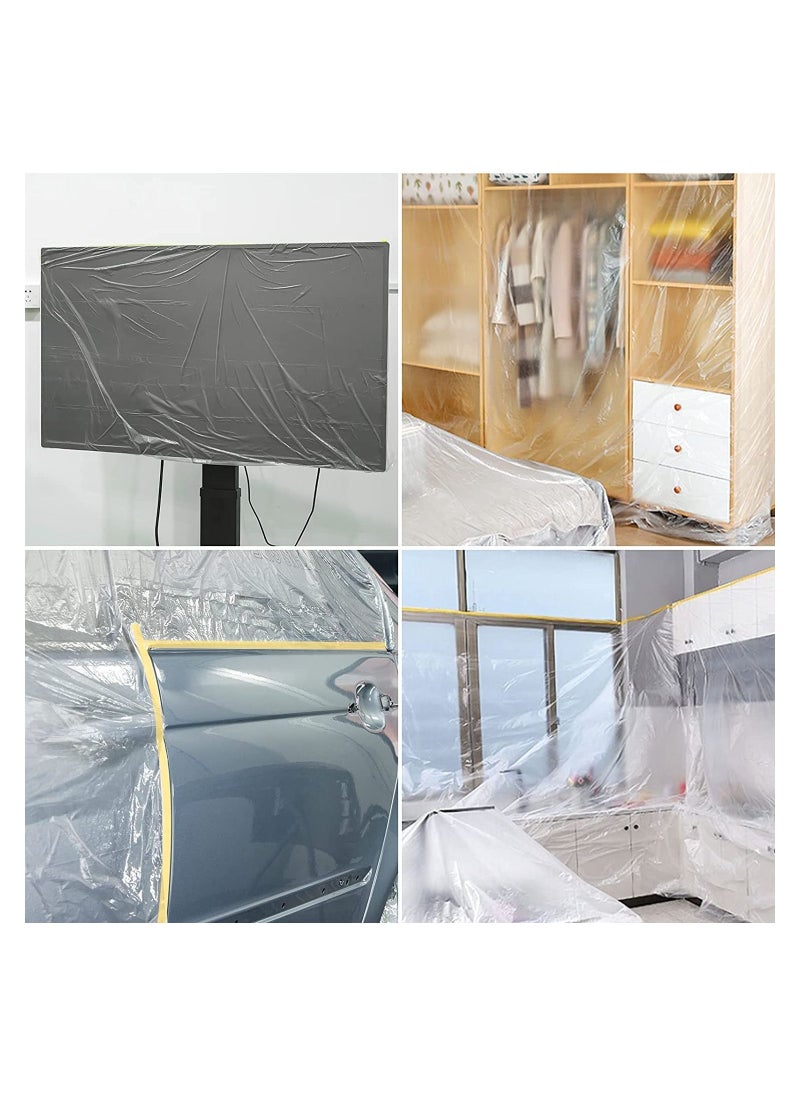 SYOSI Protective Film Tape and Drape Pre Taped Masking Film for Automotive Painting Covering Assorted Masking Paper Automotive 6 Pack 3 Sizes  - Image 2