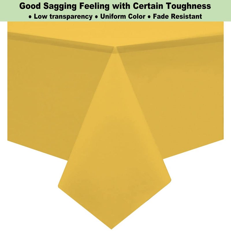 rebdng Plastic Yellow Tablecloths 3 Pack Disposable Table Covers 54 in. x 108 in. Table Cloths Bridal Shower Party Tablecovers for Parties Engagements Weddings Festivals  Fits 6 to 8 Foot Rectangle Tables - Image 3