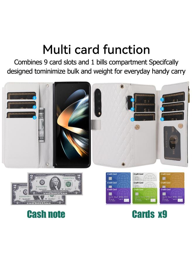 S-TOP Case For Samsung Galaxy Z Fold4 Crossbody Diamond Lattice Folding Leather Phone Case - Image 4