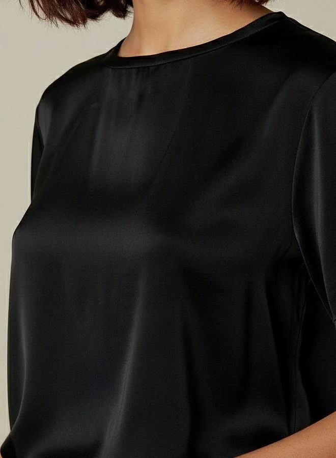 Iconic Black Iconic Regular Fit Viscose T-shirt for Women | Best Price UAE