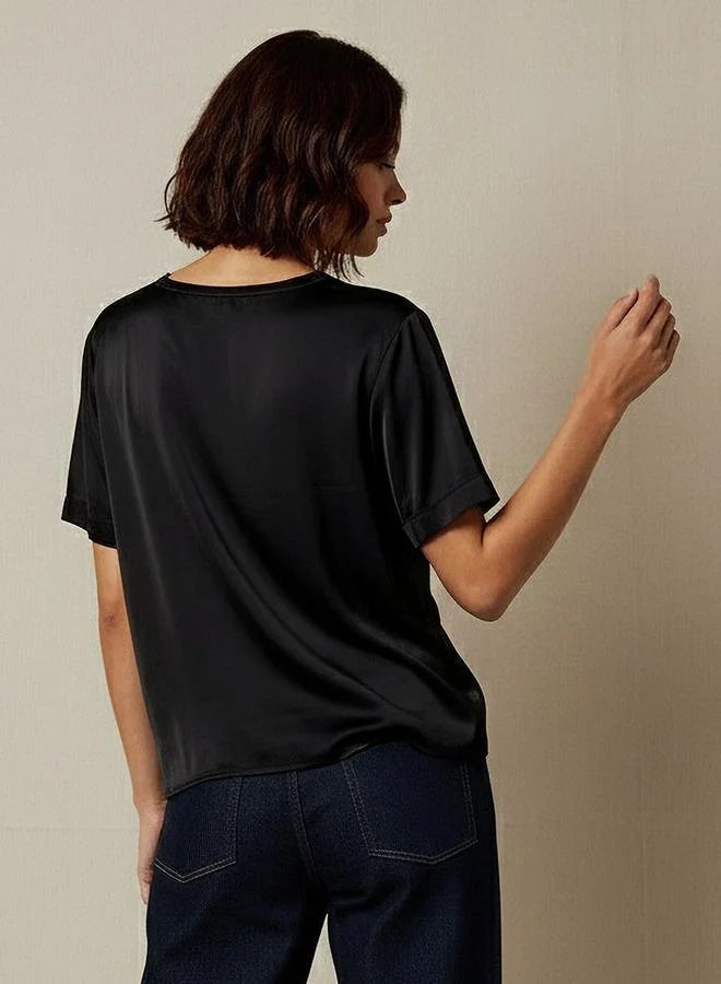 Iconic Black Iconic Regular Fit Viscose T-shirt for Women | Best Price UAE