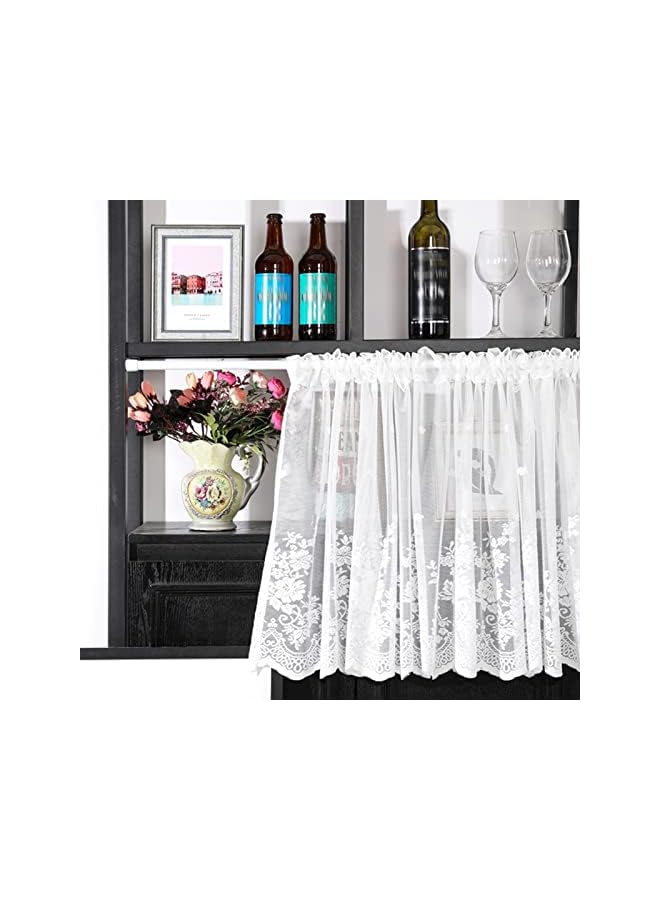 The Bros ستائر مطبخ قصيرة بتصميم ريفي، ستائر دانتيل بيضاء لتصفية الضوء، جيب قضيب، للنوافذ الصغيرة/الخزائن/إطارات الأبواب، لتزيين غرفة المعيشة، المقهى ( الحجم: W200xH45cm/78.7x17.7in ) - Image 3