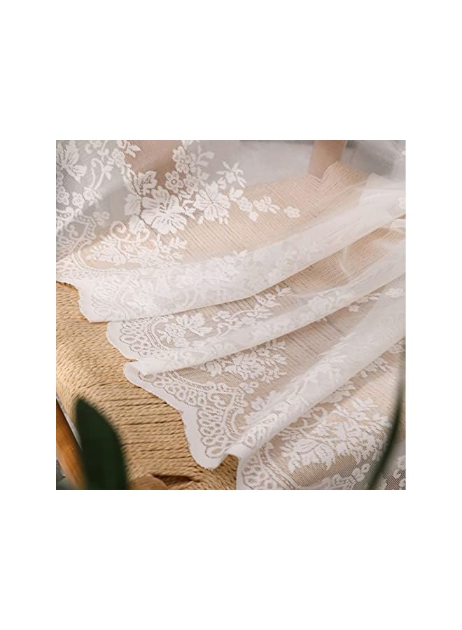 The Bros ستائر مطبخ قصيرة بتصميم ريفي، ستائر دانتيل بيضاء لتصفية الضوء، جيب قضيب، للنوافذ الصغيرة/الخزائن/إطارات الأبواب، لتزيين غرفة المعيشة، المقهى ( الحجم: W200xH45cm/78.7x17.7in ) - Image 4