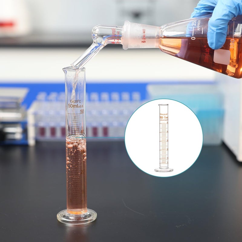stonylab أسطوانة مدرجة 1-عبوة، زجاج بوروسيليكات 250 مل، أسطوانة قياس زجاجية ذات جدار سميك - Image 4