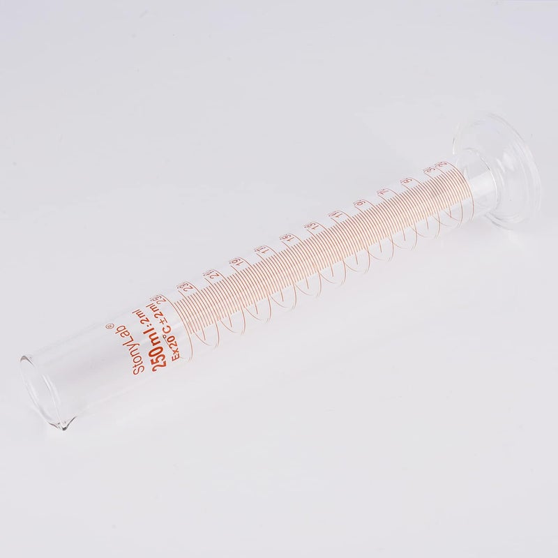 stonylab أسطوانة مدرجة 1-عبوة، زجاج بوروسيليكات 250 مل، أسطوانة قياس زجاجية ذات جدار سميك - Image 3